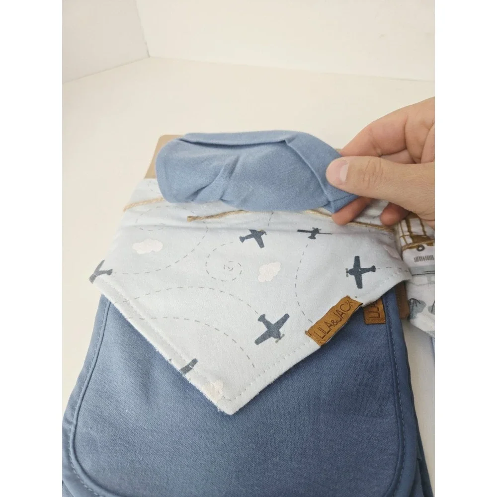Lila & Jack Set 3 pack x 2 Hat/Bib/ Burp Cloth set NEW blue airplane cars‎